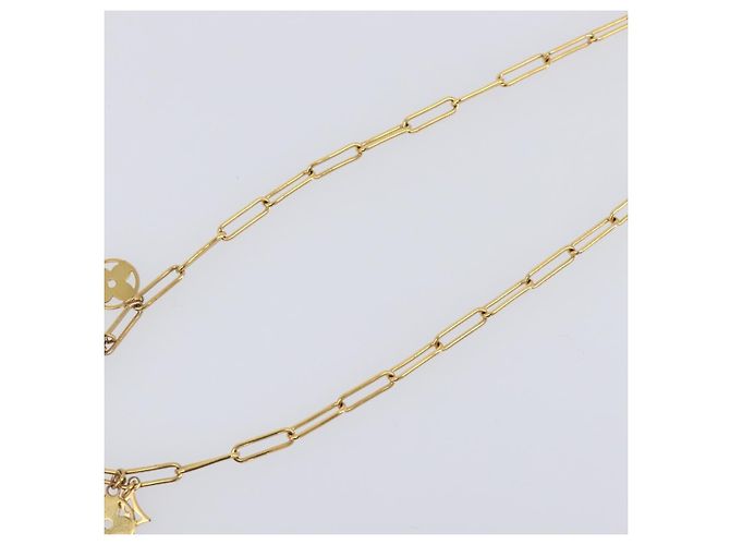 LOUIS VUITTON Monogram Collier Roman Holiday Necklace Gold M80272 Auth 203051M - vista 12
