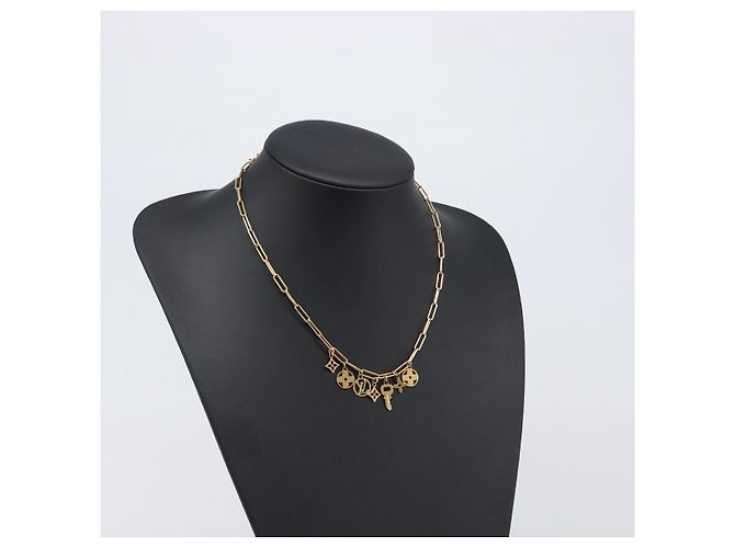 LOUIS VUITTON Monogram Collier Roman Holiday Necklace Gold M80272 Auth 203051M - vista 18