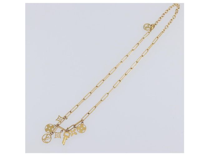 LOUIS VUITTON Monogram Collier Roman Holiday Necklace Gold M80272 Auth 203051M - vista 2