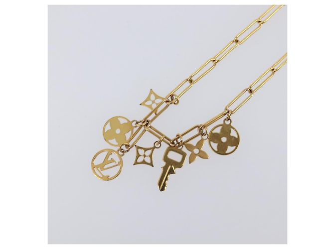 LOUIS VUITTON Monogram Collier Roman Holiday Necklace Gold M80272 Auth 203051M - vista 3