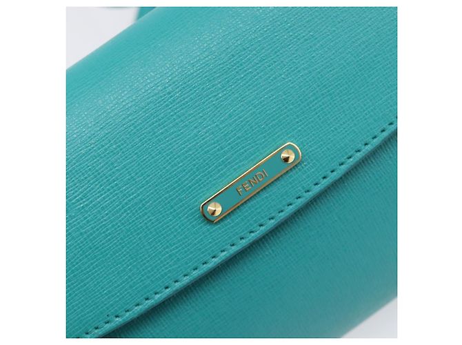 Borsa a tracolla FENDI in pelle verde e oro Auth 202879A D'oro - vista 15