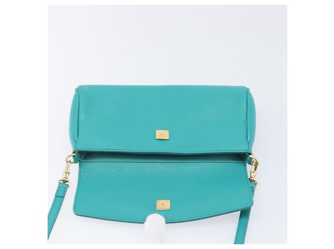 Borsa a tracolla FENDI in pelle verde e oro Auth 202879A D'oro - vista 16