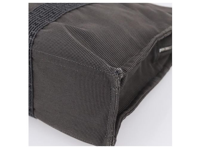Hermès HERMES Her Line Tote MM Tote Bag Canvas Gray Silver Auth 203783 Marrone Argento - vista 12