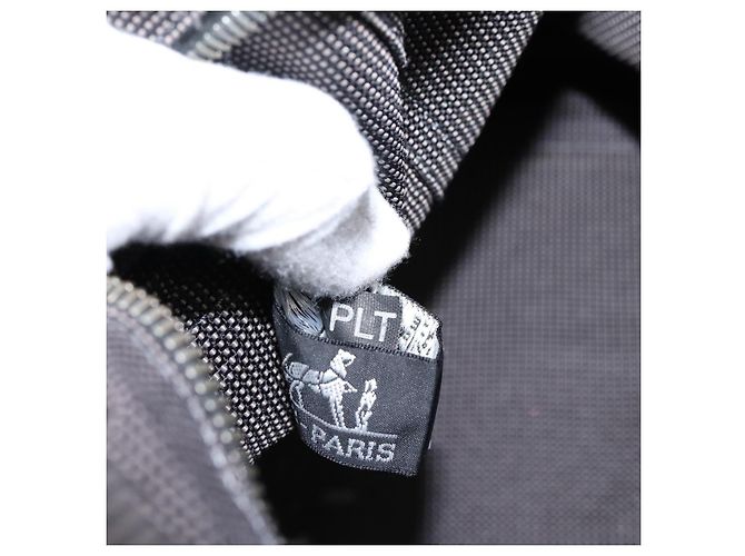 Hermès HERMES Her Line Tote MM Tote Bag Canvas Gray Silver Auth 203783 Marrone Argento - vista 19