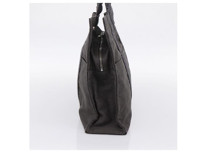 Hermès HERMES Her Line Tote MM Tote Bag Canvas Gray Silver Auth 203783 Marrone Argento - vista 4