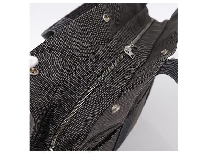 Hermès HERMES Her Line Tote MM Tote Bag Canvas Gray Silver Auth 203783 Marrone Argento - vista 6