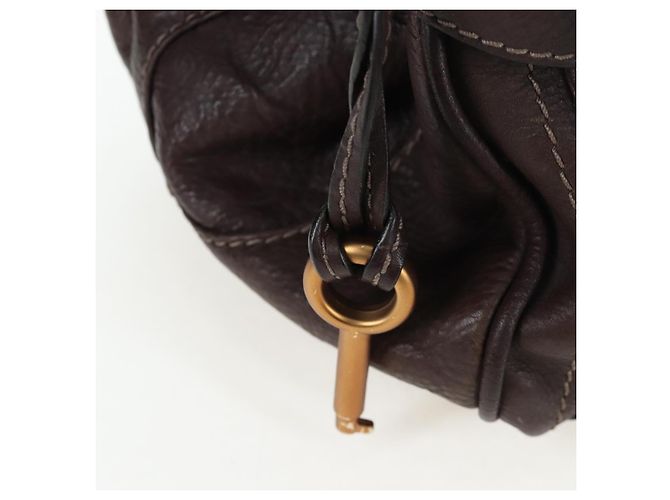 Chloé Borsa a mano Chloe Paddington in pelle marrone oro argento Auth 200539V D'oro - vista 14