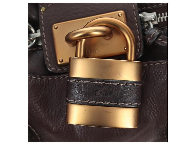Chloé Borsa a mano Chloe Paddington in pelle marrone oro argento Auth 200539V D'oro - vista 15