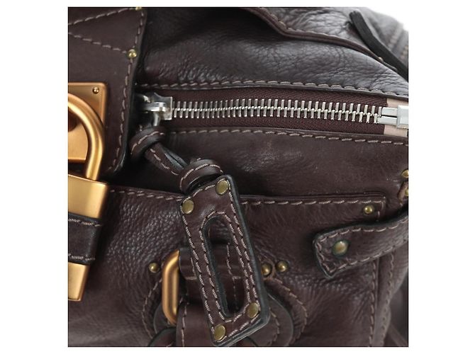Chloé Borsa a mano Chloe Paddington in pelle marrone oro argento Auth 200539V D'oro - vista 16
