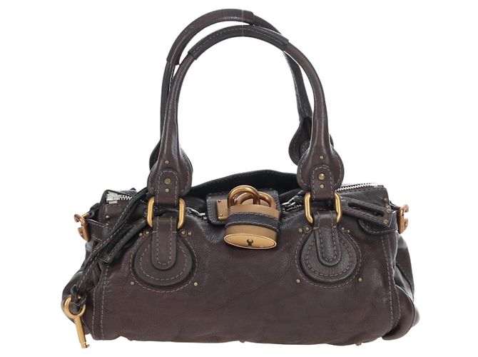 Chloé Borsa a mano Chloe Paddington in pelle marrone oro argento Auth 200539V D'oro - vista 2