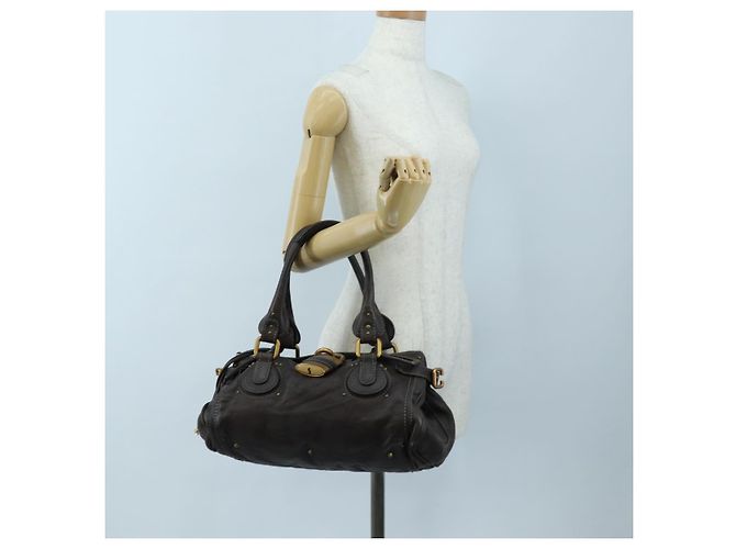 Chloé Borsa a mano Chloe Paddington in pelle marrone oro argento Auth 200539V D'oro - vista 25