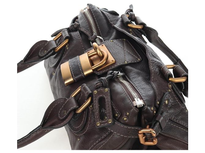 Chloé Borsa a mano Chloe Paddington in pelle marrone oro argento Auth 200539V D'oro - vista 6