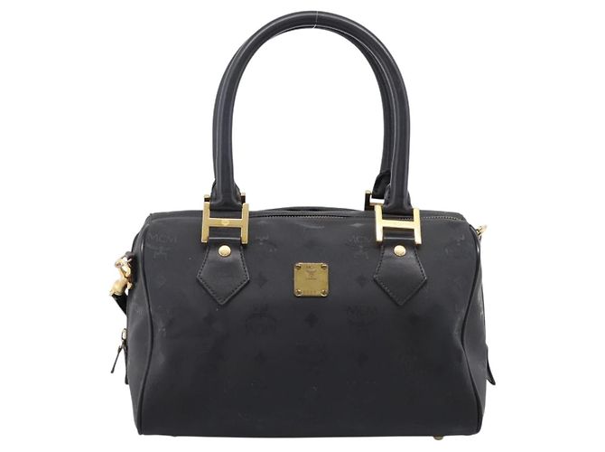 Borsa a mano MCM Logogram Vicetos PVC 2way Black Gold Auth mr2890 Nero D'oro - vista 2
