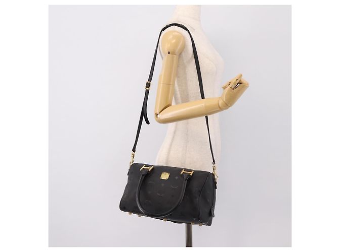 Borsa a mano MCM Logogram Vicetos PVC 2way Black Gold Auth mr2890 Nero D'oro - vista 23