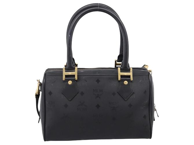 Borsa a mano MCM Logogram Vicetos PVC 2way Black Gold Auth mr2890 Nero D'oro - vista 3