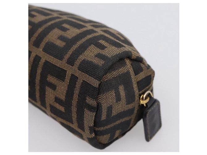 Pouch FENDI Zucca Canvas Marrone Nero Auth 203810 - vista 10