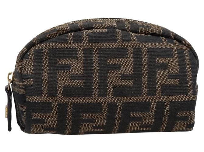 Pouch FENDI Zucca Canvas Marrone Nero Auth 203810 - vista 2