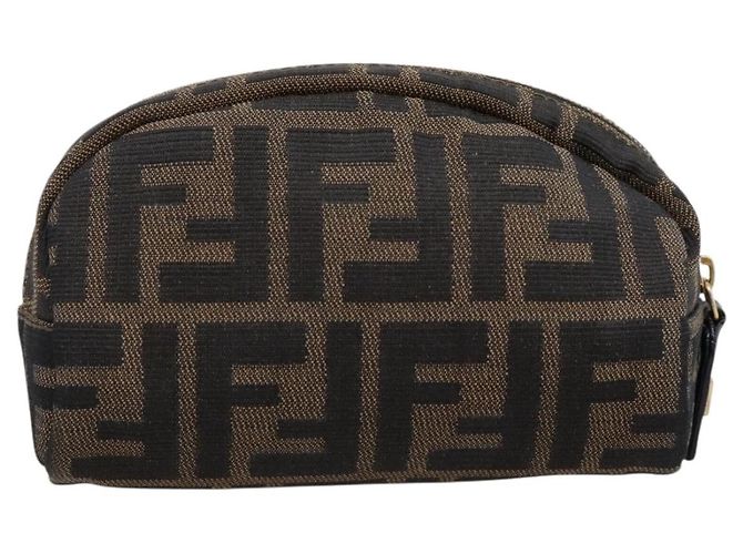 Pouch FENDI Zucca Canvas Marrone Nero Auth 203810 - vista 3