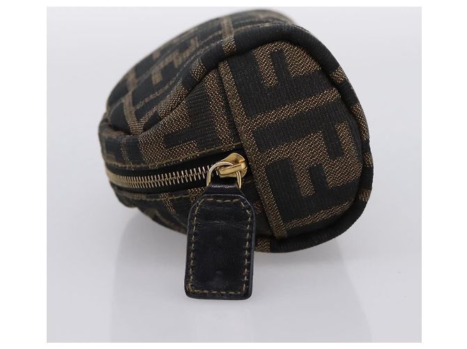 Pouch FENDI Zucca Canvas Marrone Nero Auth 203810 - vista 4