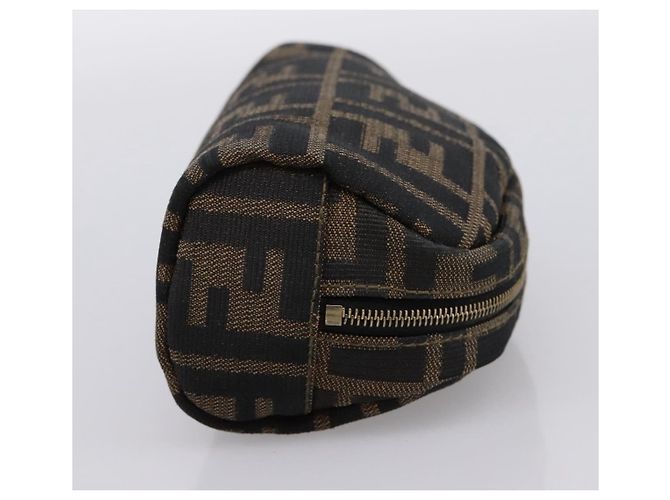 Pouch FENDI Zucca Canvas Marrone Nero Auth 203810 - vista 5