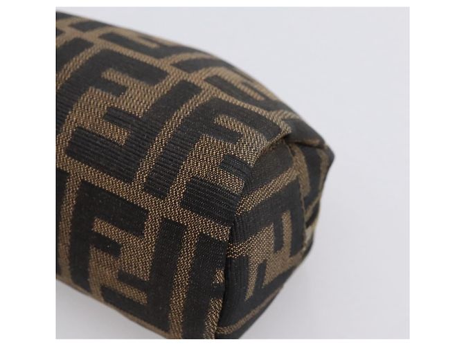 Pouch FENDI Zucca Canvas Marrone Nero Auth 203810 - vista 8
