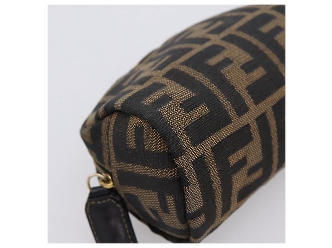 Pouch FENDI Zucca Canvas Marrone Nero Auth 203810 - vista 9