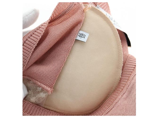 VALENTINO Kurzarm-Top Rayon Rosa Weiß Auth 202323M Pink - Ansicht 10