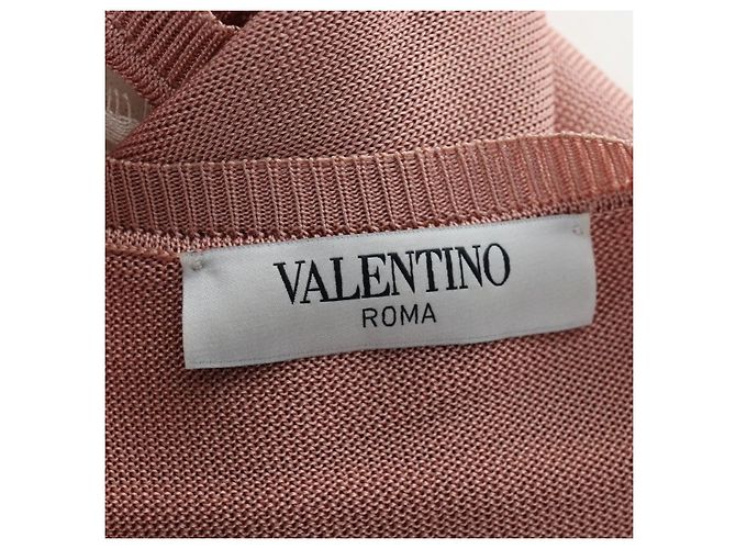 VALENTINO Kurzarm-Top Rayon Rosa Weiß Auth 202323M Pink - Ansicht 11