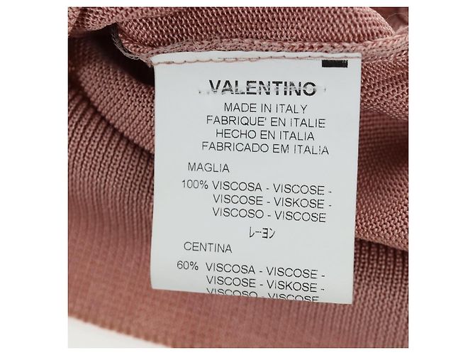 VALENTINO Kurzarm-Top Rayon Rosa Weiß Auth 202323M Pink - Ansicht 12