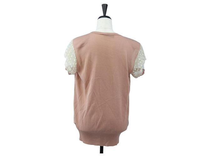 VALENTINO Kurzarm-Top Rayon Rosa Weiß Auth 202323M Pink - Ansicht 2