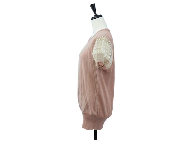 VALENTINO Kurzarm-Top Rayon Rosa Weiß Auth 202323M Pink - Ansicht 3