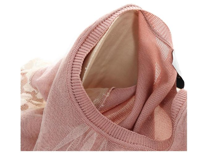 VALENTINO Kurzarm-Top Rayon Rosa Weiß Auth 202323M Pink - Ansicht 9