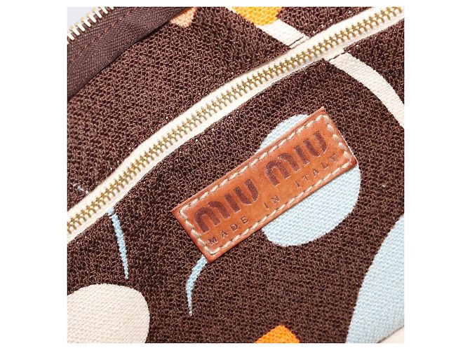 Borsa a tracolla Miu Miu Canvas Brown Gold Auth 197448A Marrone D'oro - vista 18