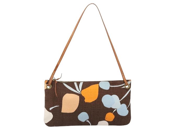 Borsa a tracolla Miu Miu Canvas Brown Gold Auth 197448A Marrone D'oro - vista 2