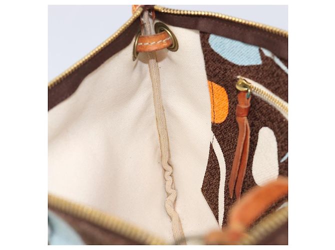 Borsa a tracolla Miu Miu Canvas Brown Gold Auth 197448A Marrone D'oro - vista 21