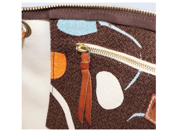 Borsa a tracolla Miu Miu Canvas Brown Gold Auth 197448A Marrone D'oro - vista 22