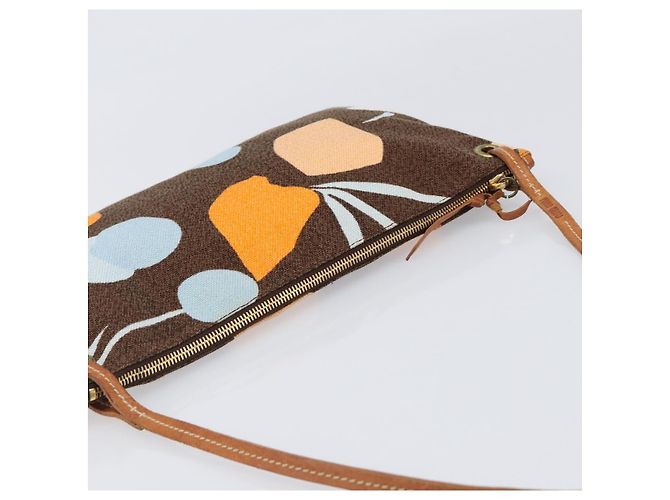Borsa a tracolla Miu Miu Canvas Brown Gold Auth 197448A Marrone D'oro - vista 6