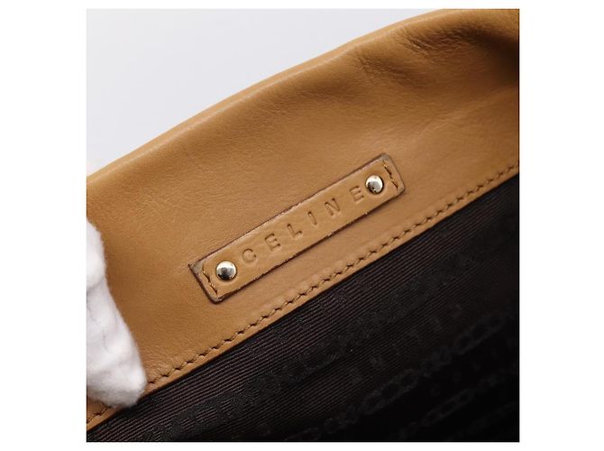 Céline Borsa a tracolla CELINE in pelle beige e oro Auth 203198A D'oro - vista 15