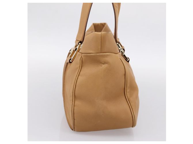 Céline Borsa a tracolla CELINE in pelle beige e oro Auth 203198A D'oro - vista 5