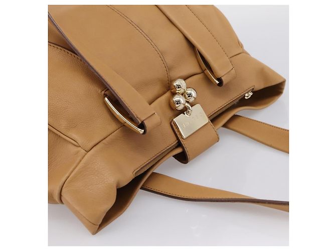 Céline Borsa a tracolla CELINE in pelle beige e oro Auth 203198A D'oro - vista 6