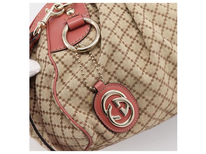 Borsa GUCCI Diamante Canvas 2way Beige Gold 223974 Auth 203180 D'oro - vista 16