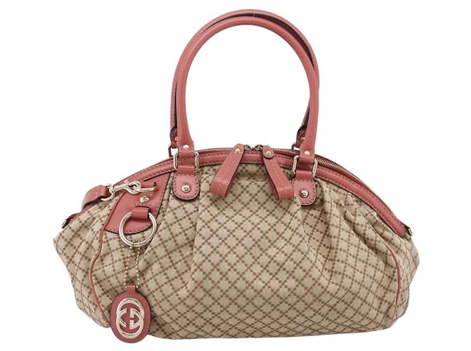 Borsa GUCCI Diamante Canvas 2way Beige Gold 223974 Auth 203180 D'oro - vista 2