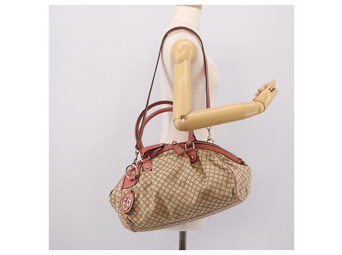 Borsa GUCCI Diamante Canvas 2way Beige Gold 223974 Auth 203180 D'oro - vista 27