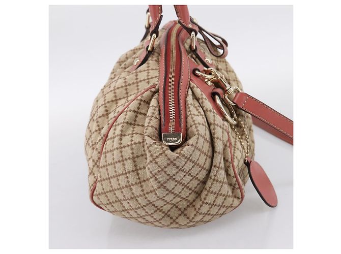 Borsa GUCCI Diamante Canvas 2way Beige Gold 223974 Auth 203180 D'oro - vista 4