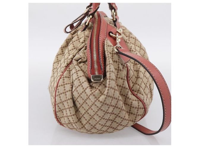 Borsa GUCCI Diamante Canvas 2way Beige Gold 223974 Auth 203180 D'oro - vista 5