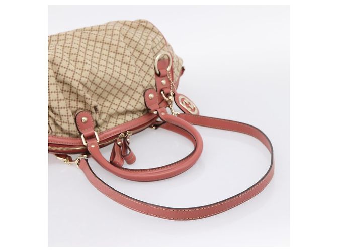 Borsa GUCCI Diamante Canvas 2way Beige Gold 223974 Auth 203180 D'oro - vista 9