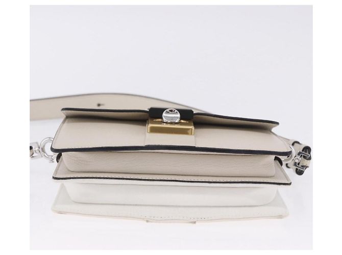 Maison Martin Margiela Maison Margiela Bolsa Horizontal New Rock Couro Branco Prata Auth BA15641V - vista 12