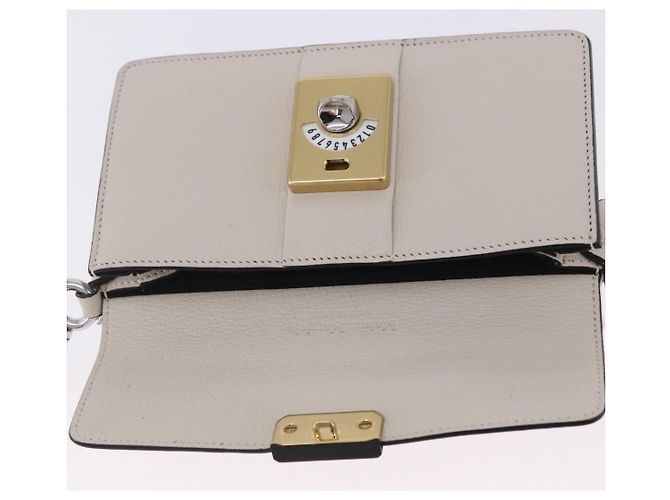 Maison Martin Margiela Maison Margiela Bolsa Horizontal New Rock Couro Branco Prata Auth BA15641V - vista 20