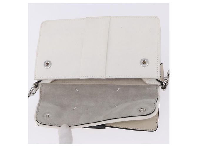 Maison Martin Margiela Maison Margiela Bolsa Horizontal New Rock Couro Branco Prata Auth BA15641V - vista 27