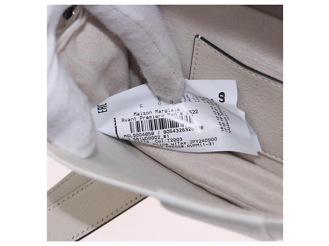 Maison Martin Margiela Maison Margiela Bolsa Horizontal New Rock Couro Branco Prata Auth BA15641V - vista 32